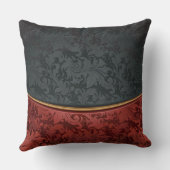 赤くおよび黒いヴィンテージのオーナメント クッション (裏面)