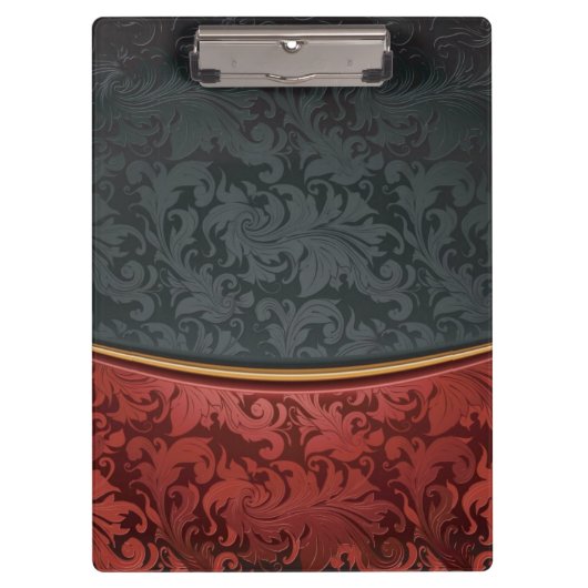 赤くおよび黒いヴィンテージのオーナメント クリップボード (正面)