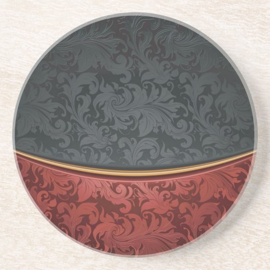 赤くおよび黒いヴィンテージのオーナメント コースター (正面)