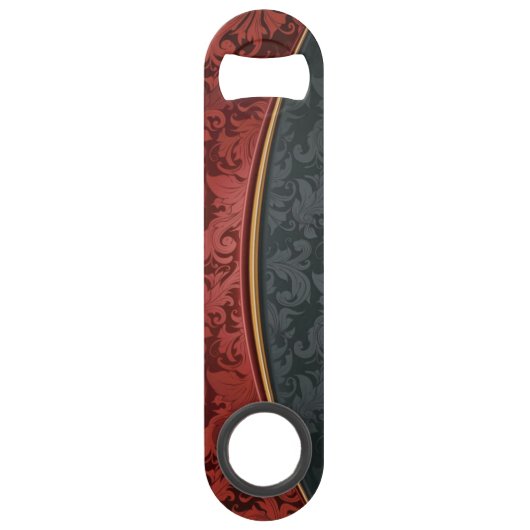 赤くおよび黒いヴィンテージのオーナメント スピード栓抜き (正面)