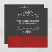 赤くおよび黒いヴィンテージの黒板の結婚式 招待状 (正面/裏面)