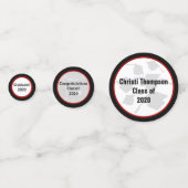 赤くおよび黒い卒業のお祝い コンフェッティ (裏面)