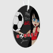 赤くおよび黒い女の子|のサッカー|のような演劇 オーナメント (正面)