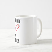 赤くおよび黒い文字が付いているおもしろいなコーヒー・マグ コーヒーマグカップ (正面右)