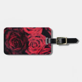 赤くおよび黒い水玉模様のバラ ラゲッジタグ (正面横)