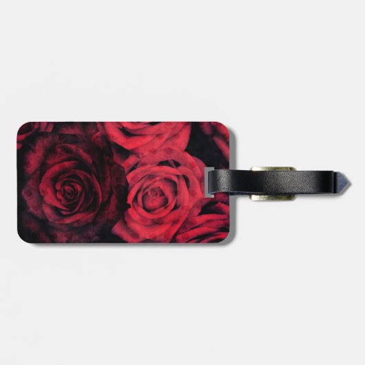 赤くおよび黒い水玉模様のバラ ラゲッジタグ (裏面横)