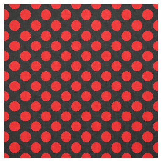 赤くおよび黒い水玉模様 ファブリック (見本)