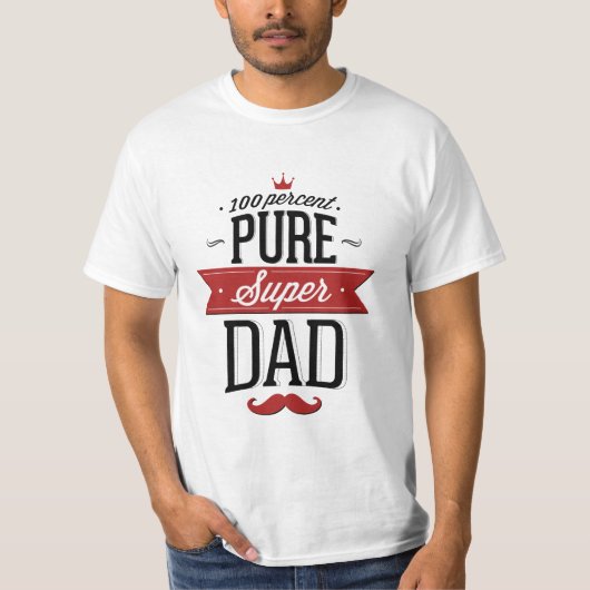 赤くおよび黒い純粋なすごいパパの口ひげ Tシャツ (正面)