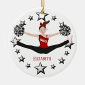 赤くおよび黒い閲兵行進部隊のブラウンの毛 セラミックオーナメント (正面)