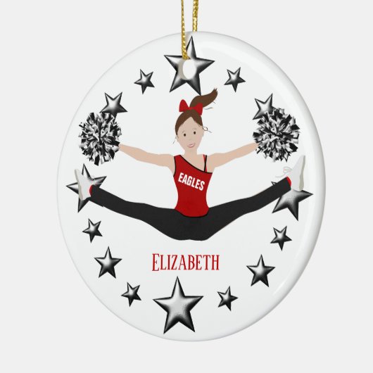 赤くおよび黒い閲兵行進部隊のブラウンの毛 セラミックオーナメント (左)