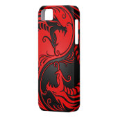 赤くおよび黒い陰陽のドラゴン Case-Mate iPhoneケース (裏面左)