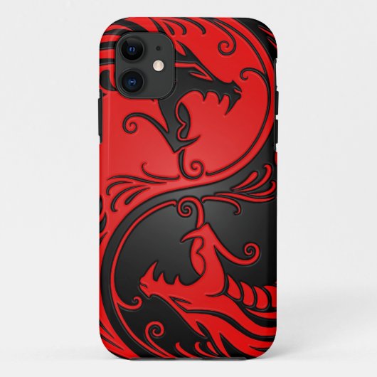赤くおよび黒い陰陽のドラゴン Case-Mate iPhoneケース (裏面)