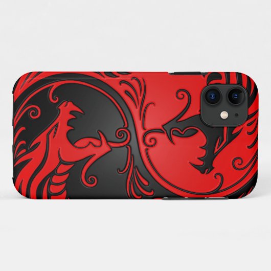 赤くおよび黒い陰陽のドラゴン Case-Mate iPhoneケース (裏面(横))