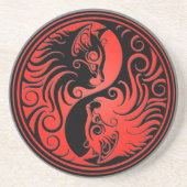 赤くおよび黒い陰陽の子ネコ コースター (正面)