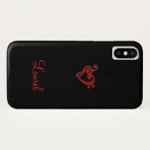 赤くおよび黒い音楽クレフ、音符記号のハートのiPhone Xの箱 Case-Mate iPhoneケース (裏面(横))