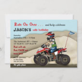 赤くおよび黒いATVの子供の招待状 招待状 (正面)