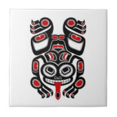 赤くおよび黒いHaidaの精神のアマガエル タイル (正面)