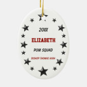 赤くおよび黒いPomのブルネットの分隊 セラミックオーナメント (裏面)