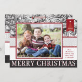 赤くおよび黒くエレガントなクリスマスの写真カード シーズンカード (正面/裏面)