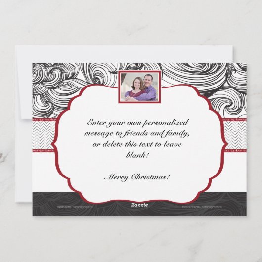 赤くおよび黒くエレガントなクリスマスの写真カード シーズンカード (裏面)