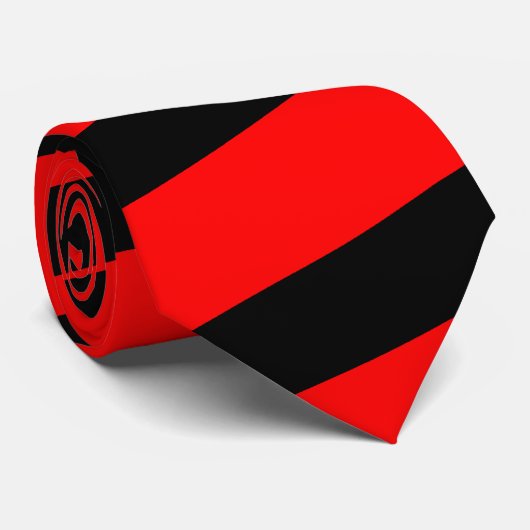 赤くおよび黒くストライプのなタイ(厚く縞で飾ります) ネクタイ (ロール)