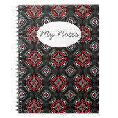 赤くおよび黒く幾何学的なパターン ノートブック (正面)