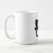 赤くかわいいハートを抱き締めているロマンチックな猫 コーヒーマグカップ (左)