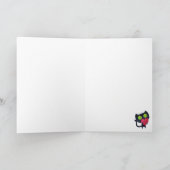 赤くかわいいハートを抱き締めているロマンチックな猫 シーズンカード (内部)