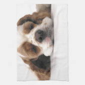 赤くか白い睡眠コッカースパニエル キッチンタオル (縦)