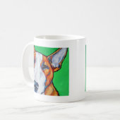 赤くか白い英国のブルテリア コーヒーマグカップ (正面左)