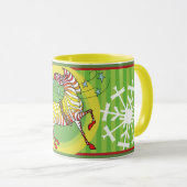 赤くか黄色2018休日のシマウマのクリスマスのマグ マグカップ (正面右)