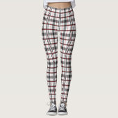 赤くか黒い女性か白い格子縞のレギンス レギンス (正面)