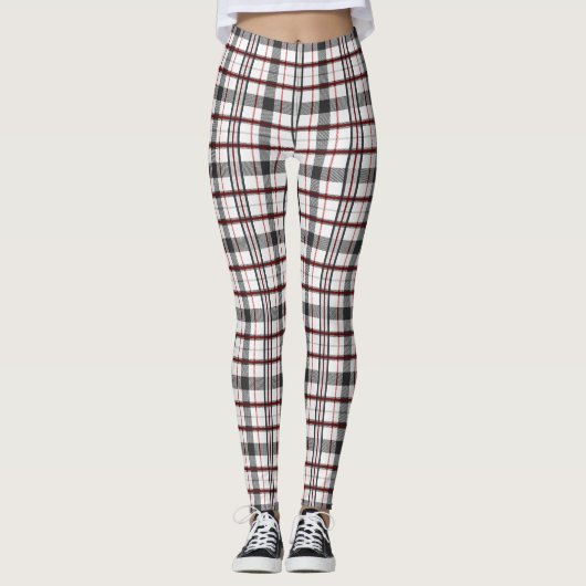 赤くか黒い女性か白い格子縞のレギンス レギンス (正面)