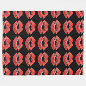 赤くちびんキスプリントバレンタイン毛布 フリースブランケット (正面(横))