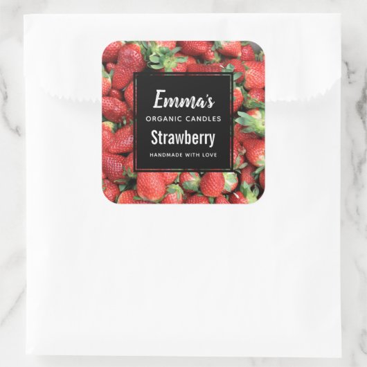赤くてジューシーなイチゴのローソク事業の写真 スクエアシール (バッグ)