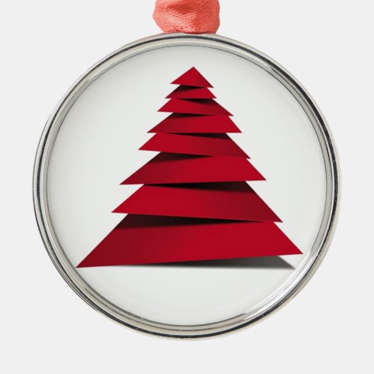 赤くて可愛い高いクリスマスツリー メタルオーナメント (正面)
