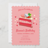 赤くて甘いケーキの誕生日 招待状 (正面)