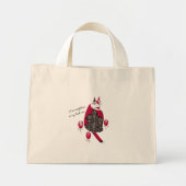 赤くて黒いネコ ミニトートバッグ (正面)