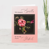 赤くなった萎凋したバラ悔やみや弔慰夫を失う カード (正面)