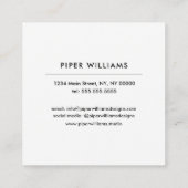 赤くはっきりしたで幾何学的な正方形フレームのモノグラムの正方形 スクエア名刺 (裏面)