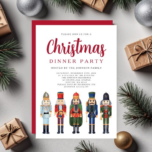 赤くるみ割りクリスマスディナーパーティー 招待状