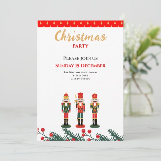 赤くるみ割りクリスマスファミリーパーティの招待状 招待状 (スタンド正面)