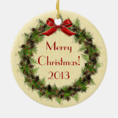 赤くるみ割りリースラウンドクリスマスオーナメント セラミックオーナメント (裏面)
