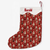 赤くるみ割り人形のクリスマスパーソナライズされた スモールクリスマスストッキング (裏面)