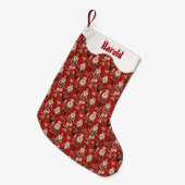 赤くるみ割り人形のクリスマスパーソナライズされた スモールクリスマスストッキング (正面 (吊り時))