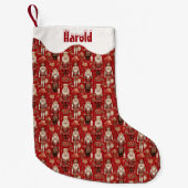 赤くるみ割り人形のクリスマスパーソナライズされた スモールクリスマスストッキング (正面)