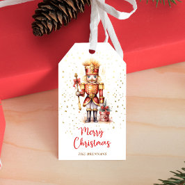 赤くるみ割り写真メリークリスマス ギフトタグ