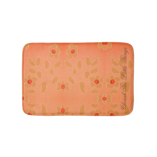赤くアクセントされた桃を持つ小さなフローラマット バスマット (正面)