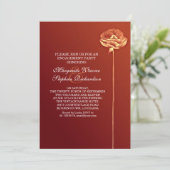 赤くエレガントで美しい婚約パーティの招待 招待状 (スタンド正面)