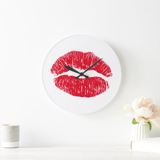 赤くキスをするな唇 ラージ壁時計 (ホーム)